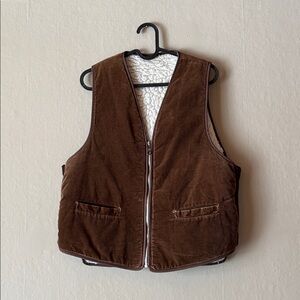 Vintage Corduroy Sherpa Lined Vest Full Zip